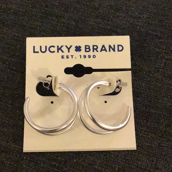 Lucky Brand Silver Tone Double Split Earrings - Picture 3 of 7